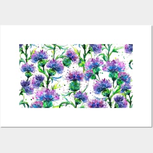 Scottish Thistle Pattern Posters and Art